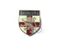 Vista principal del escudo letrero adhesivo Lambretta en stock