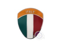 Vista delantera del placa bandera Italia en stock