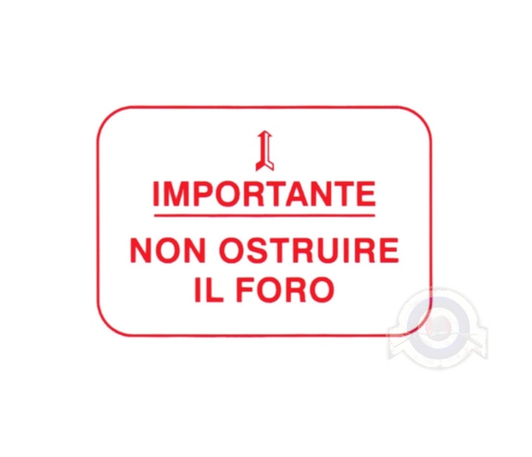 Foto detallada de adhesivo Importante No Ostruire il Foro