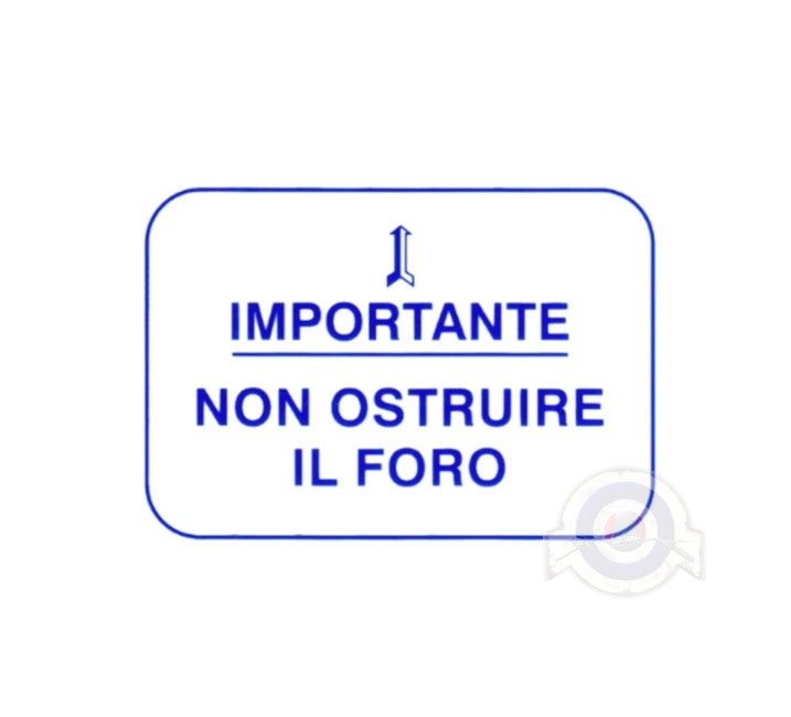 Foto 2 detallada de adhesivo Importante No Ostruire il Foro