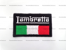 Vista frontal del parche Lambreta Bandera Italia en stock