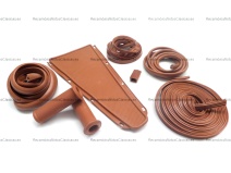 Vista frontal del kit gomas marron Vespa en stock