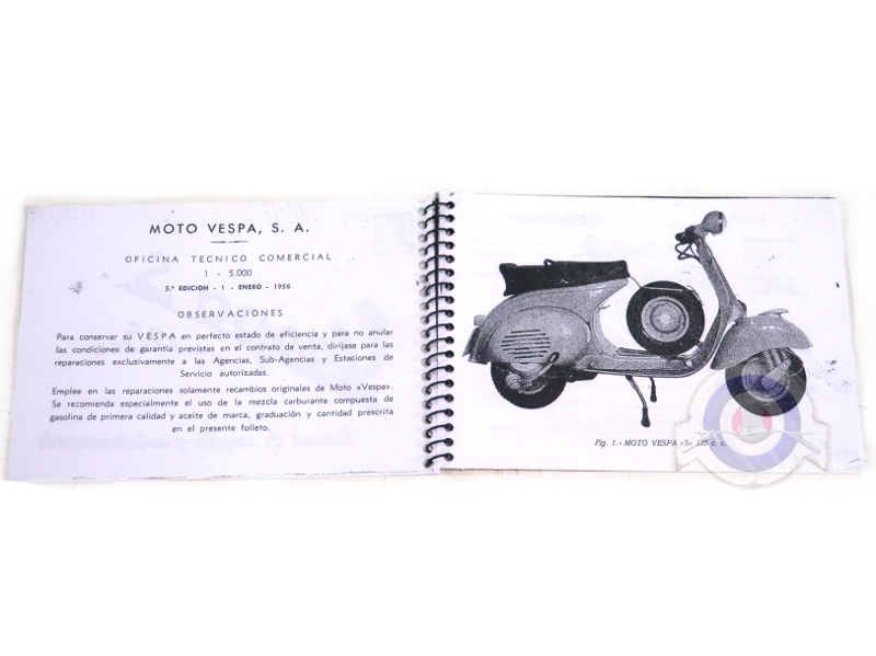 Foto detallada de manual Vespa 125-S 1957