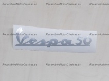 Vista principal del letrero frontal adhesivo Vespa 50 en stock