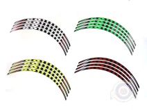 Vista frontal del juego de 4 tiras en color amarillo, blanco, rojo y verde