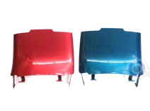 Vista principal del tapa baul guantera Vespa ET4 en color azul y granate