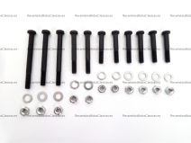 Vista frontal del kit tornillos carter motor Vespa Smallframe en stock